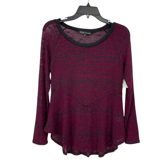 Simply Irresistible Purple Open Weave Long Sleeve Peplum Top Size Medium NWOT - Picture 2 of 6